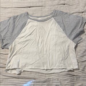 Aerie Gray and Cream Raglan Tee